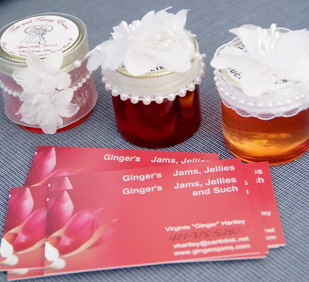 Ginger's Jams gift favors arranged for a special occasion