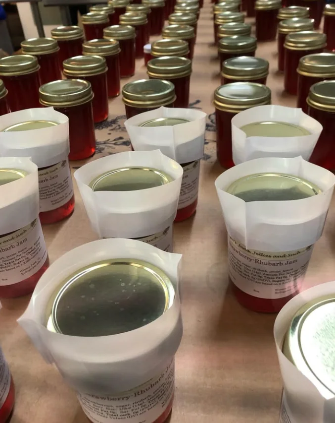 Freshly sealed jars cooling on the counter